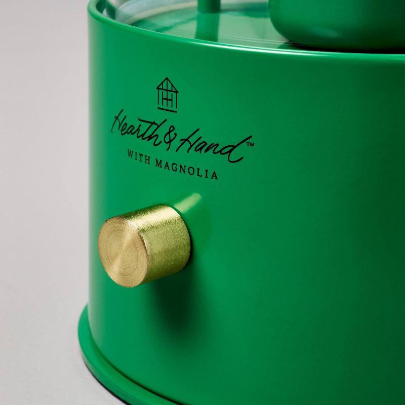 Portable Outdoor Patio LED Tabletop Lantern Green - Hearth & Hand™ with Magnolia: Rechargeable, Glass Shade, No Assembly