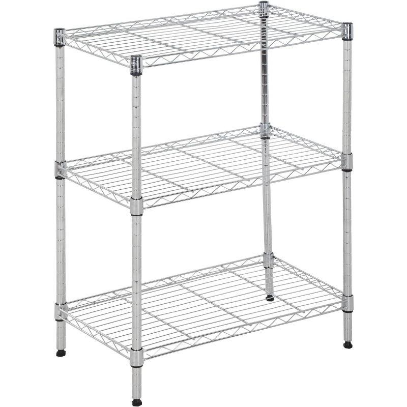 FDW Shelf Shelving Pantry Storage Cabinet Heavy Duty 3 Tier Metal Storage Shelf 450 lbs Total Capacity Adjustable Feet Easy Assembly (Chrome)
