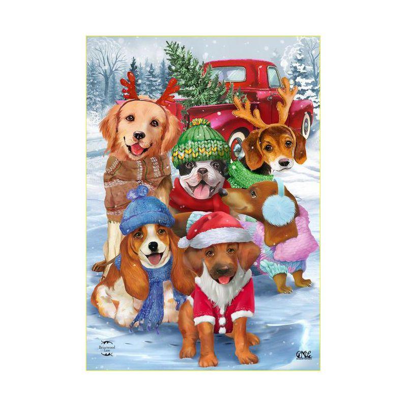 Festive Pups Winter Christmas Garden Flag 18" x 12.5" Briarwood Lane