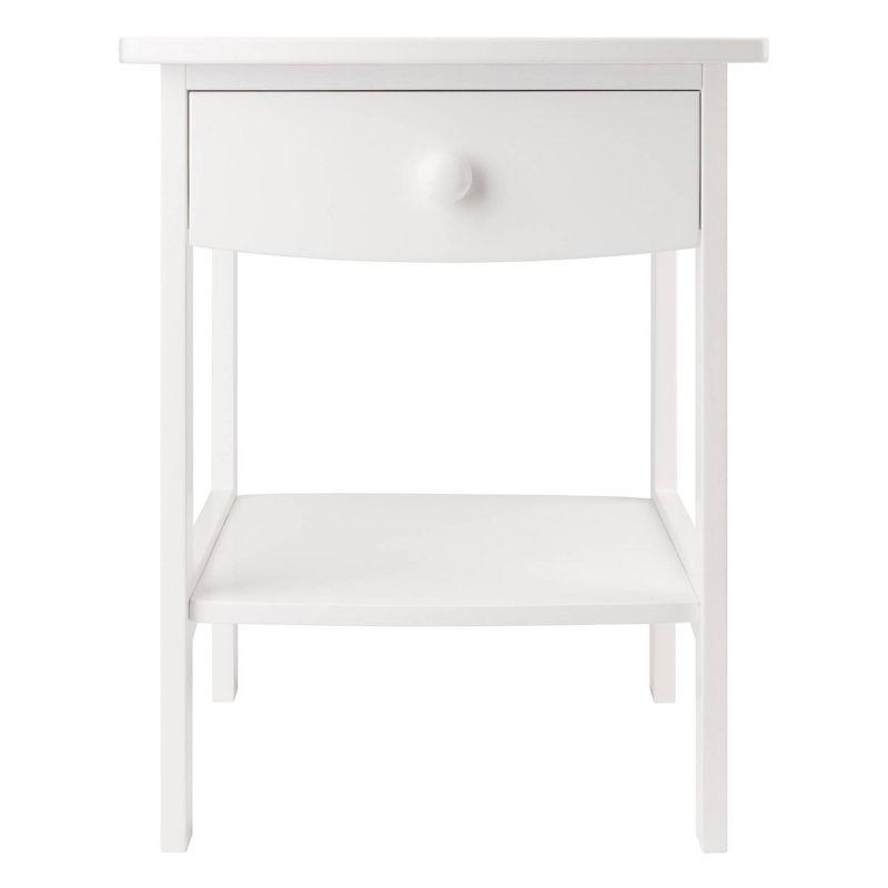 Claire Accent Table White - Winsome: Wood Composite Nightstand with Drawer & Shelf, Spot Clean