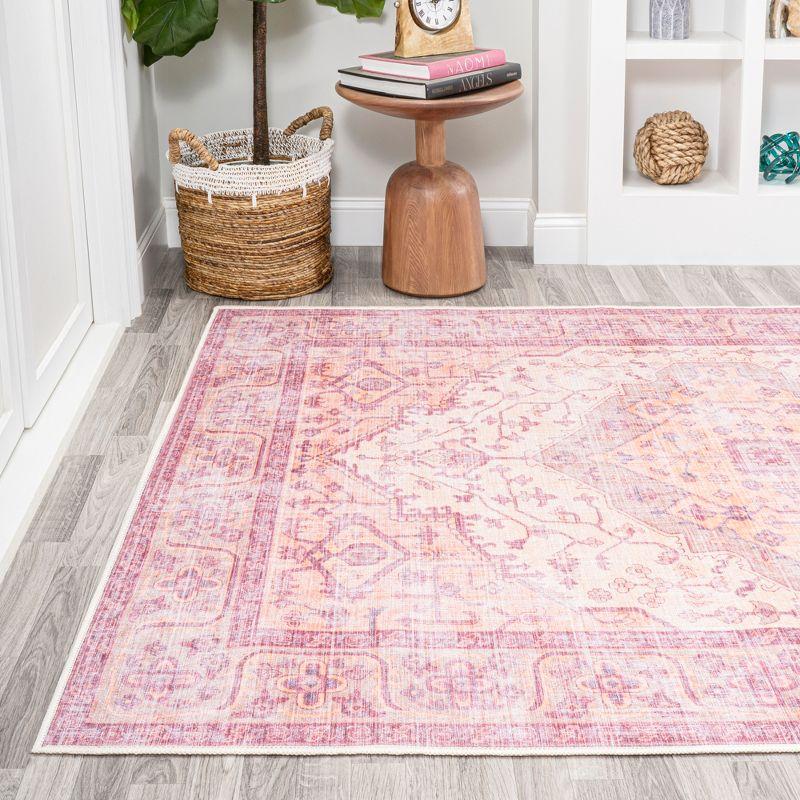 Alacati Ogee Medallion Machine-Washable Area Rug - JONATHAN Y