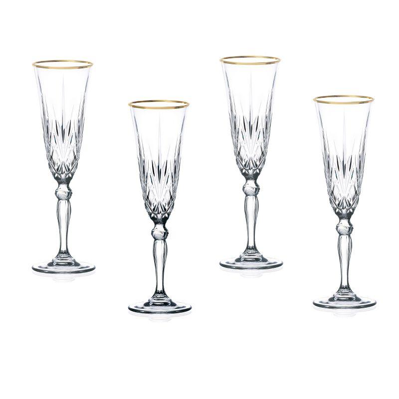 Lorren Home Trends Siena 6oz. Crystal Flute Set (Set of 4)