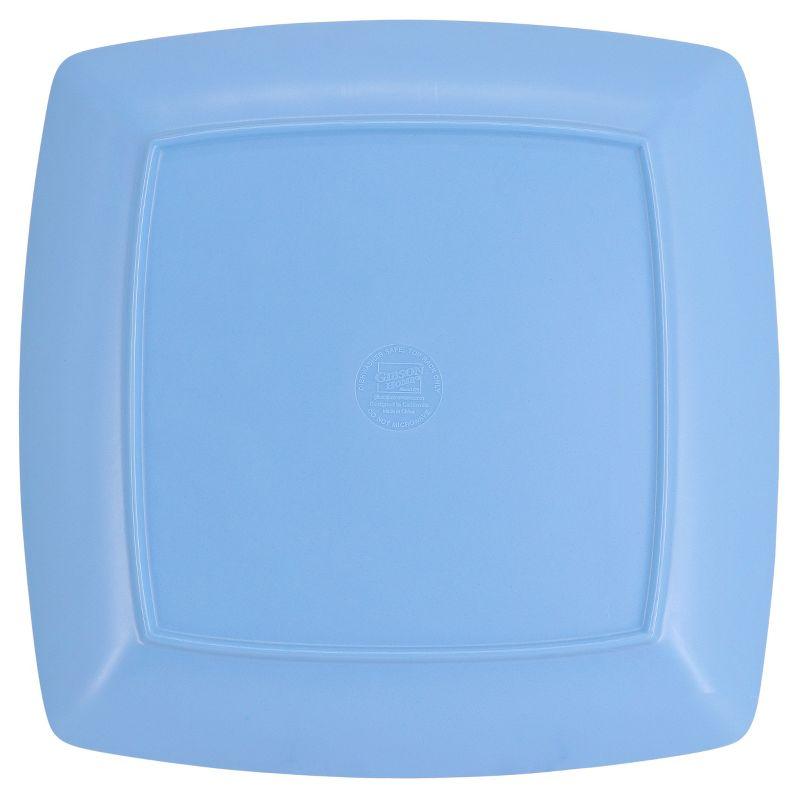 Gibson Home Grayson 4 Piece 10.5 Inch Square Melamine Dinner Plate Set in Assorted Blue