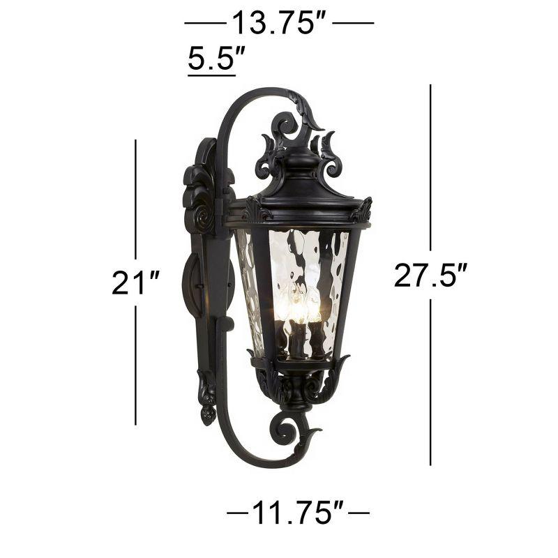 John Timberland Casa Marseille Vintage Rustic Outdoor Wall Light Fixture Black Scroll Arm 27 1/2" Clear Hammered Glass for Post Exterior Barn Deck