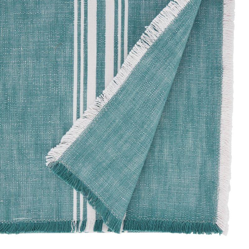 Saro Lifestyle Cotton Table Runner With Striped Fringe Design