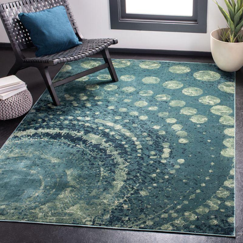 Handmade Turquoise Multi Abstract Viscose Rectangular Rug