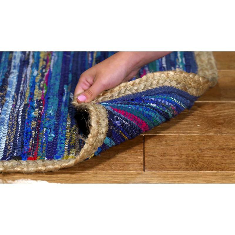 Coastal Breeze Montauk 5'x8' Blue Cotton Handwoven Area Rug