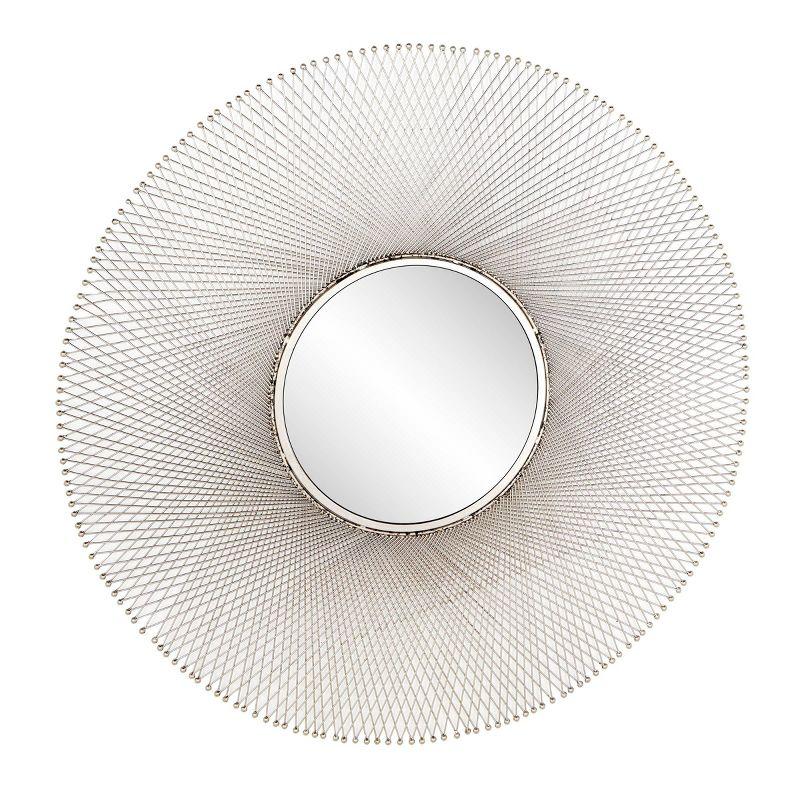 45" x 45" Metal Starburst Wall Mirror Silver - Olivia & May: Iron Frame, Round Shape, No Assembly Required