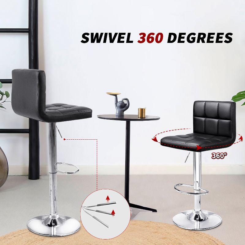 LACOO 33" - 44" Bar Height Adjustable Swivel Barstool - Black