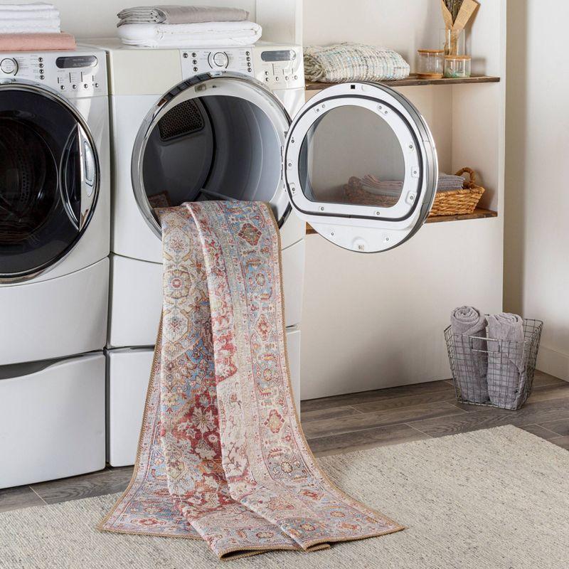 Livabliss 2'7"x7'3" Alanya Traditional Machine Washable Rug Cream: Stain-Resistant Flat Pile Runner