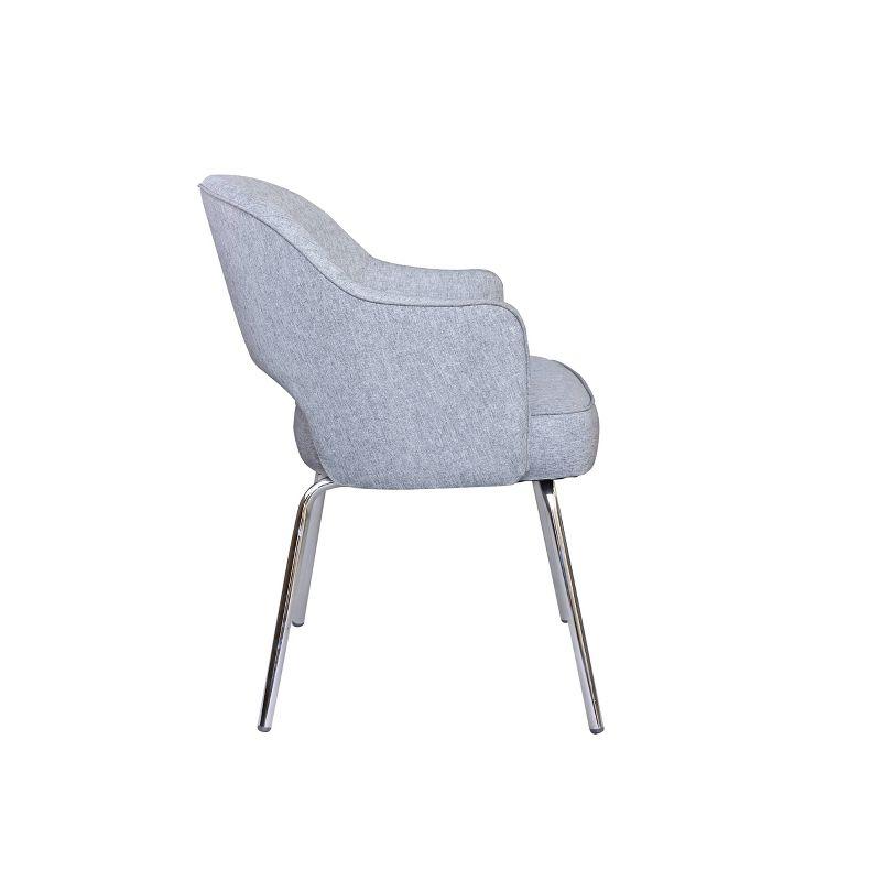 Guest Chair Gray Linen - Boss Office Products: Chrome Base, Mid-Century Modern, 275lbs Capacity