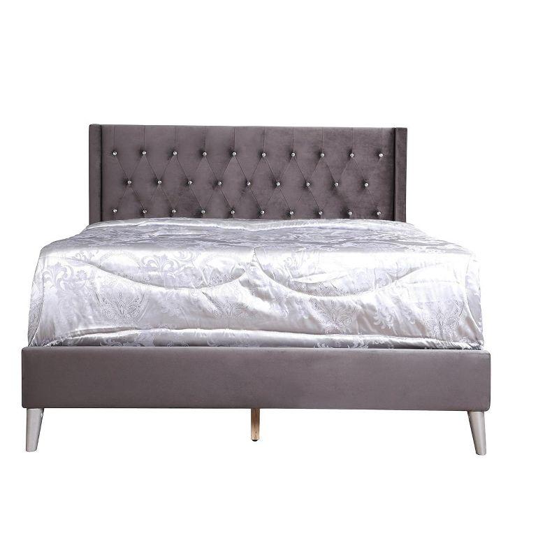 Passion Furniture Bergen Dark Gray Queen Tufted Panel Bed