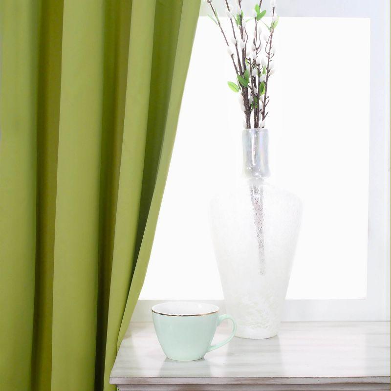 Classic Modern Solid Room Darkening Semi-Blackout Curtains, Grommets, Set of 2, 52"x63", Sage - Blue Nile Mills