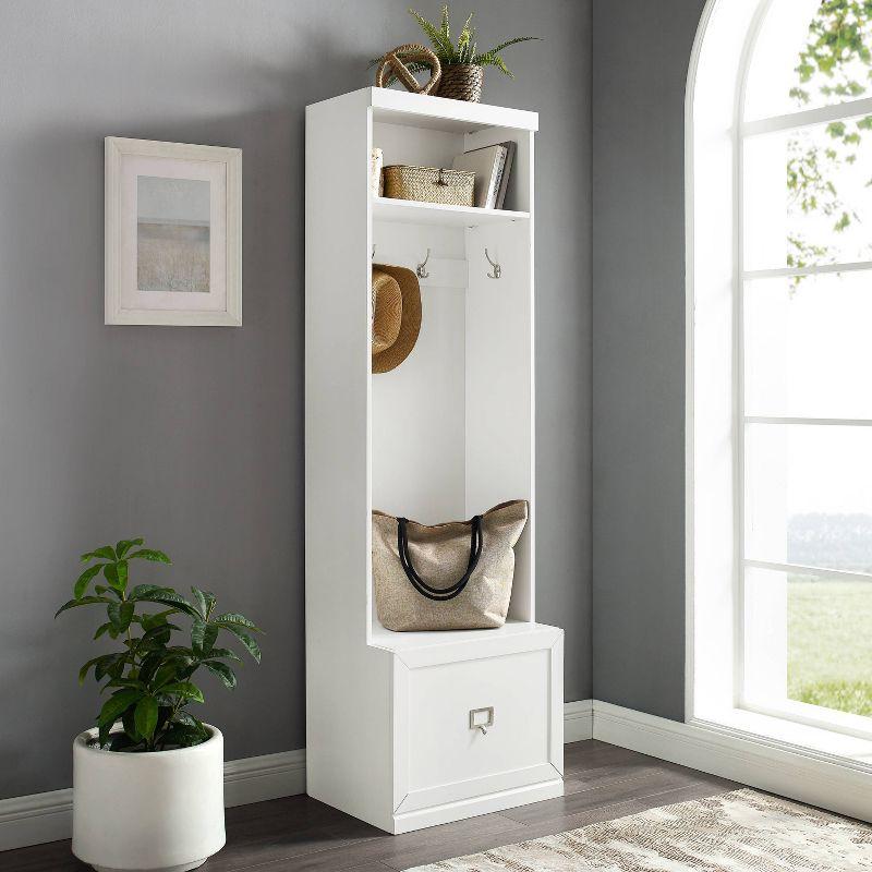 White Coastal Hall Tree with Storage Bench and Hooks