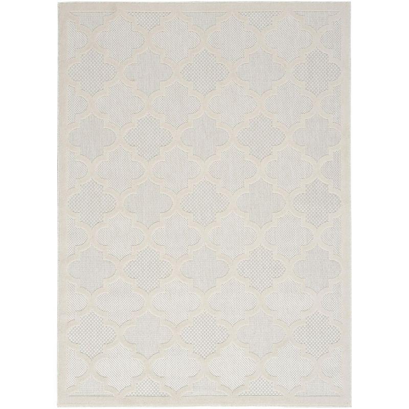 Ivory and White Trellis Synthetic Flat Woven 6' x 9' Rug