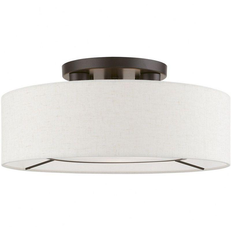 Livex Lighting Ellsworth 3 - Light Semi-Flush Mount in  Brushed Nickel/Shiny White