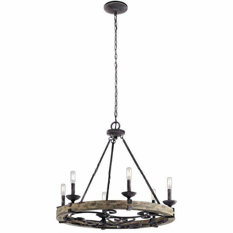 Taulbee 28.5" Grey Bronze Rustic Wagon Wheel Chandelier