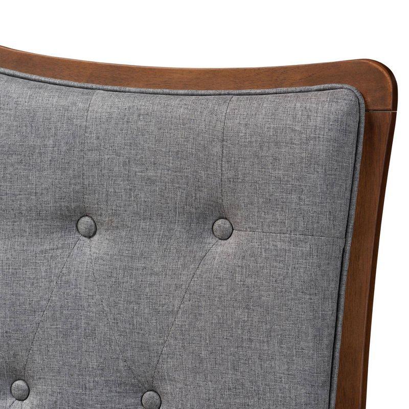 Baxton Studio Queen Georgia Fabric and Wood Headboard Gray/Walnut Brown: Tufted Design, Adjustable Height