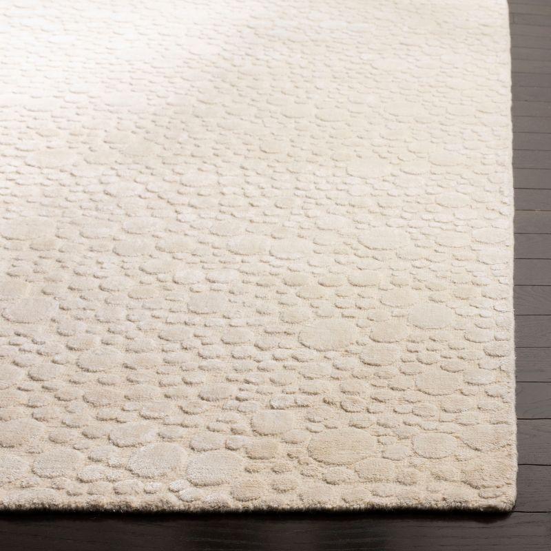 Ivory Hand-Knotted Wool and Viscose Area Rug, 8' x 10'