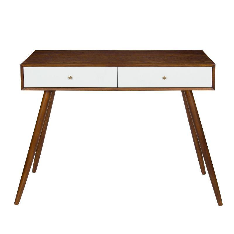 Kate and Laurel Finco Rectangle Wood Console Table, 36x12x30, Walnut Brown and White