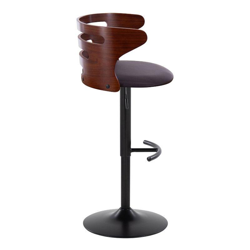 Cosi Adjustable Black Metal and Walnut Wood Swivel Barstool