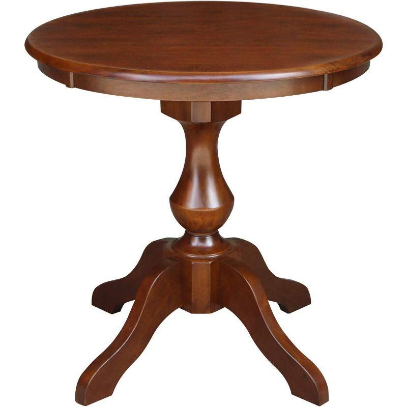 Espresso French Country Round Wood Pedestal Dining Table, Seats 4