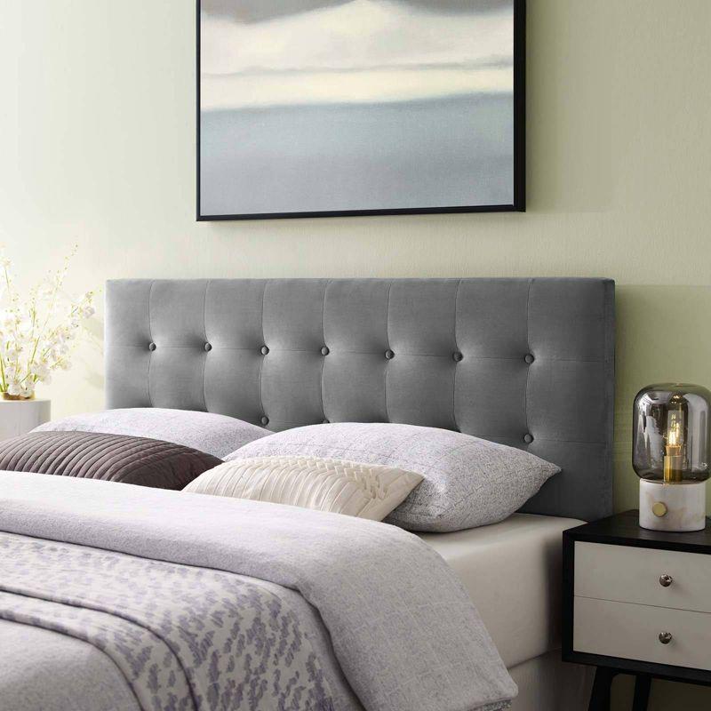 Modway Full Emily Tufted Performance Velvet Headboard Gray: Padded, Adjustable, Wood Frame Mounted