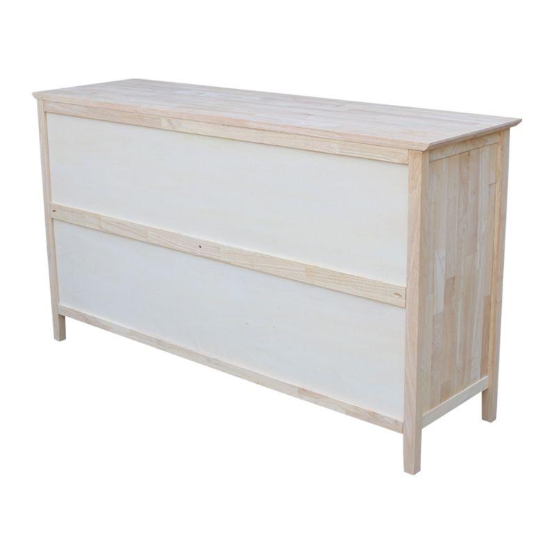 Dresser with 6 Drawers Unfinished - International Concepts: Solid Parawood Bedroom Storage