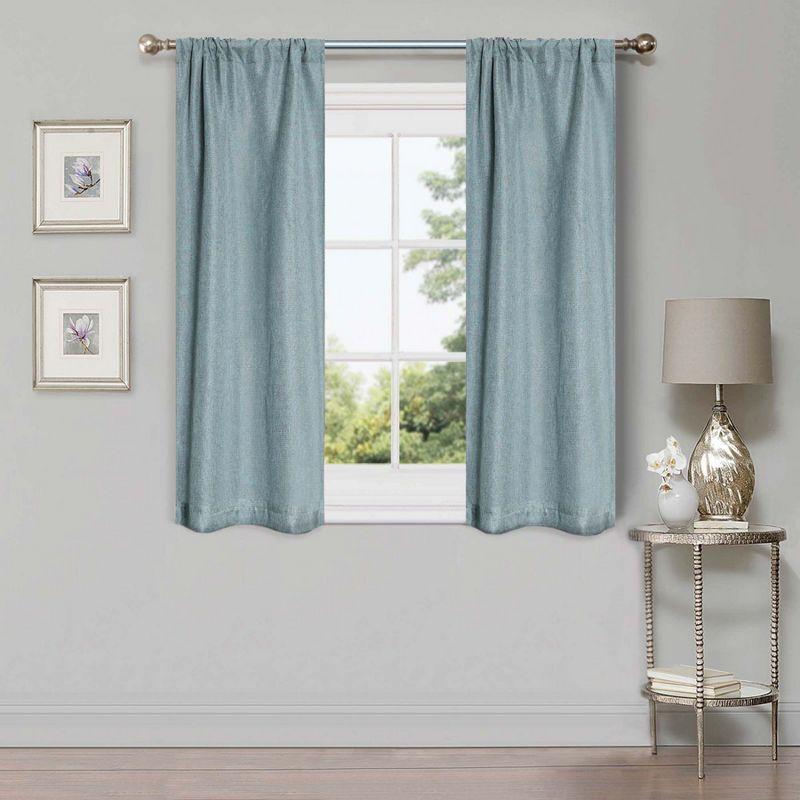 Teal Linen Pattern Blackout Window Panel, 26" x 63"