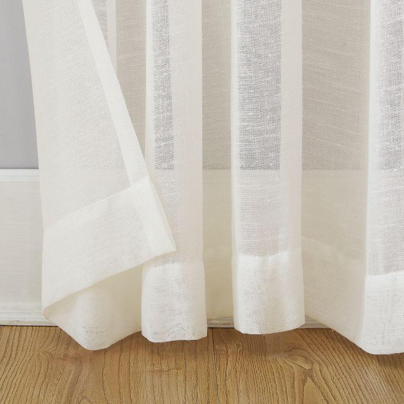 63"x52" Slub Textured Linen Blend Grommet Top Curtain Ivory - Archaeo: Light Filtering, Modern Indoor Panel