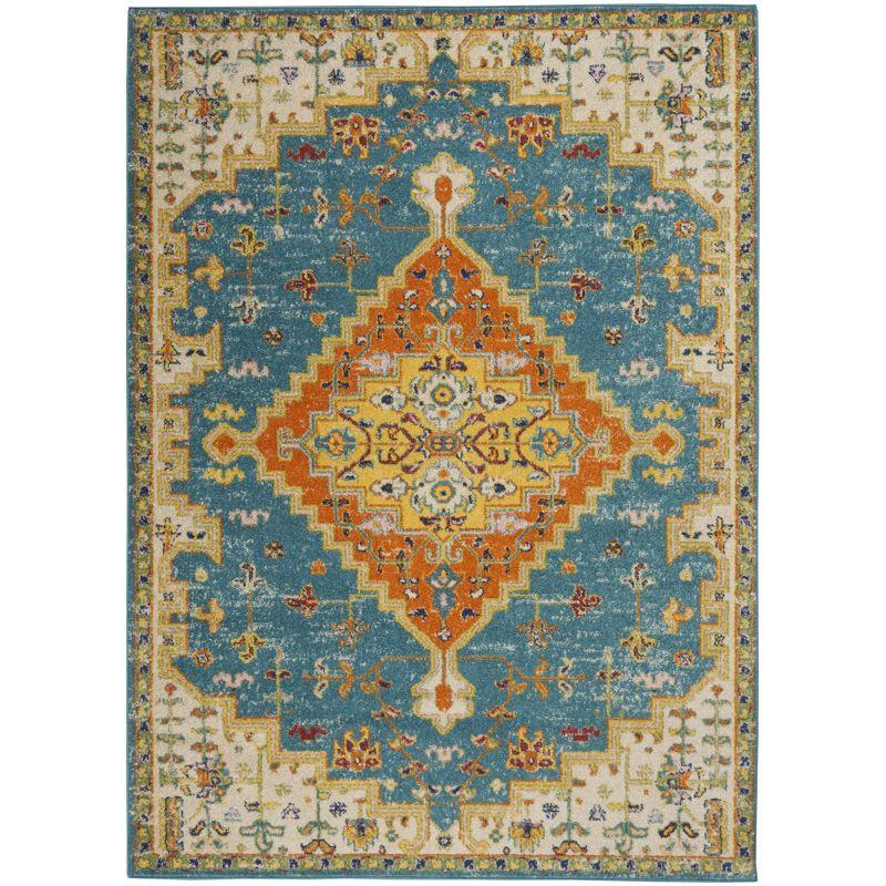 Bohemian Bliss Turquoise Ivory Medallion 5' x 7' Area Rug