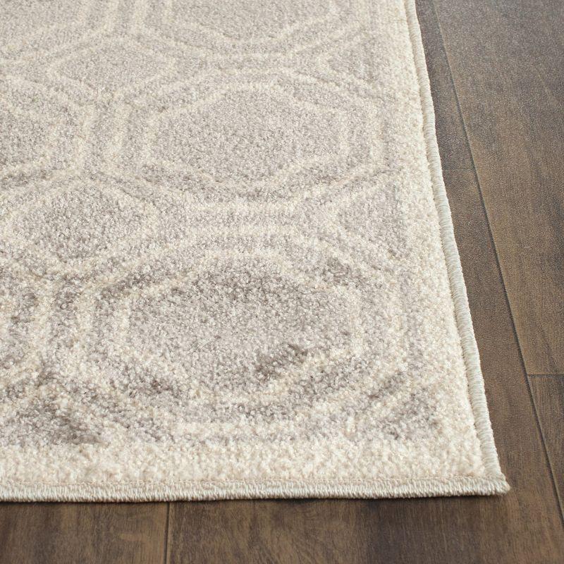 Light Grey and Ivory Geometric Easy-Care Area Rug