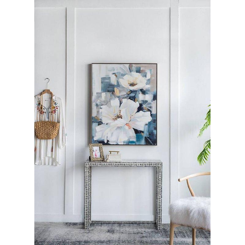 32.5"x40" Blooming Florals Hand Painted Wall Art with Polystyrene Frame - A&B Home: Contemporary Botanical Canvas