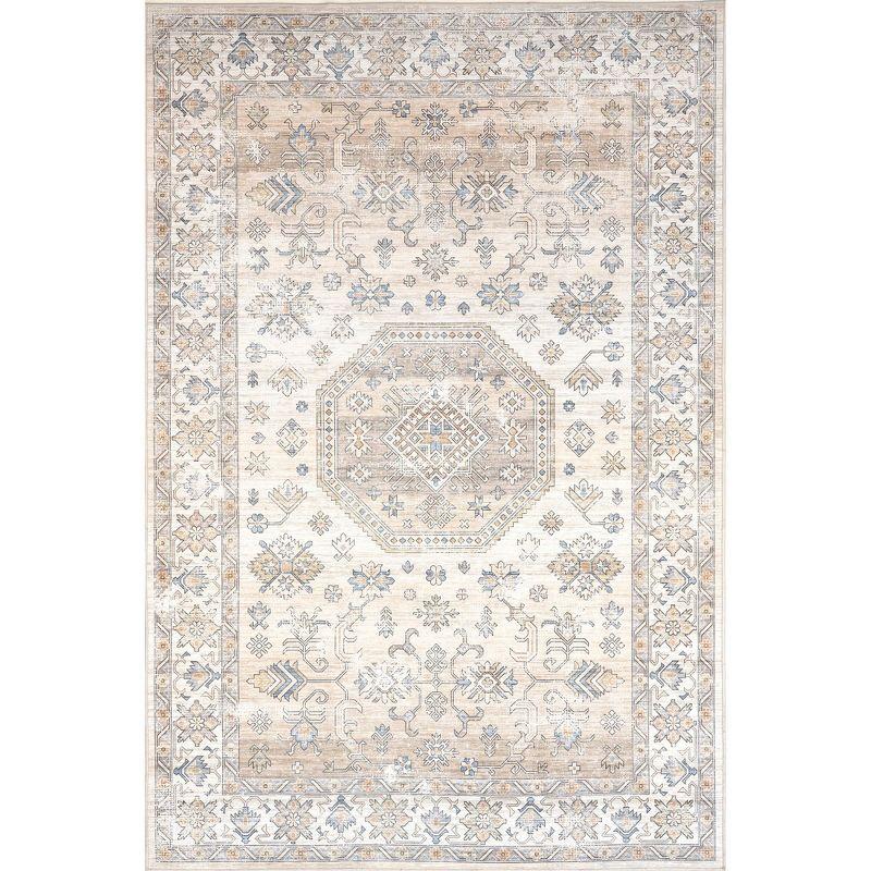 Nuloom Darby Persian Spill Proof Treated Pet Friendly Premium Machine Washable Area Rug, Square 6' x 6', Beige