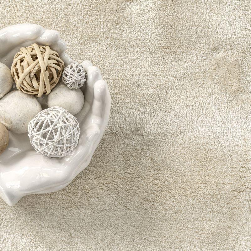 nuLOOM 6' x 9' Cozy Plush SuperiorWash Area Rug, Machine Washable, Non-Slip, Soft Fluffy Shag Carpet for Living Room Bedroom Nursery, Loni Cream