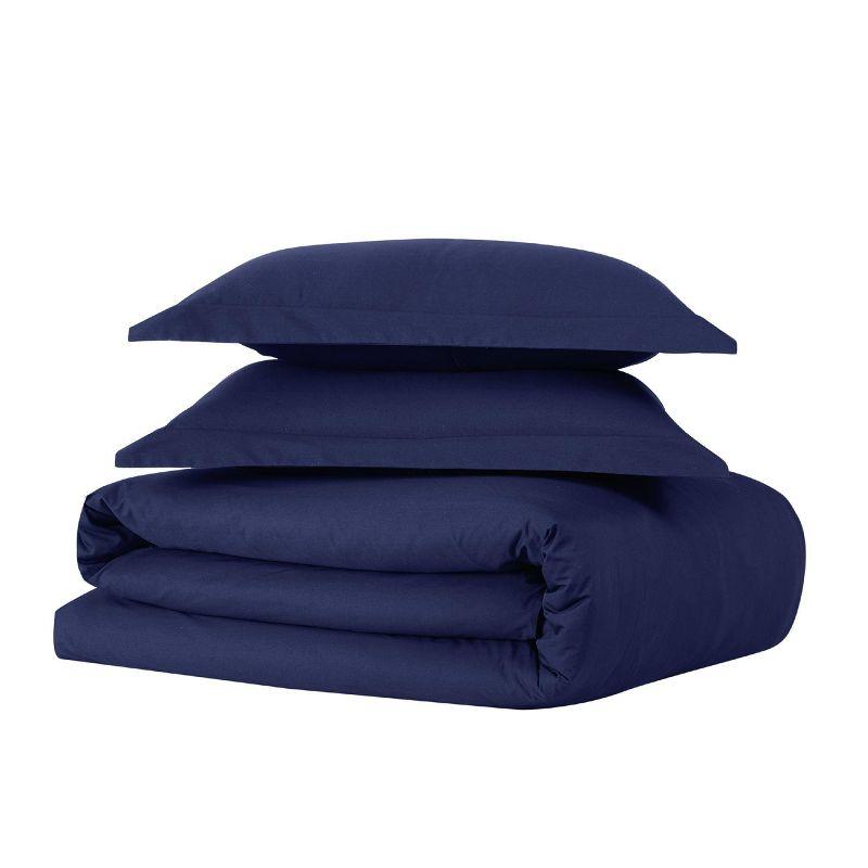 Navy Cotton Duvet Set with Button Closure