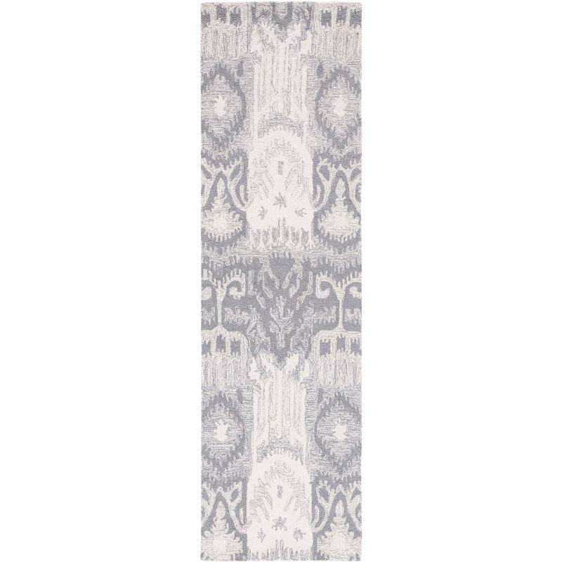 Ikat IKT653 Hand Tufted Runner Rug - Grey/Ivory - 2'3"x8' - Safavieh.