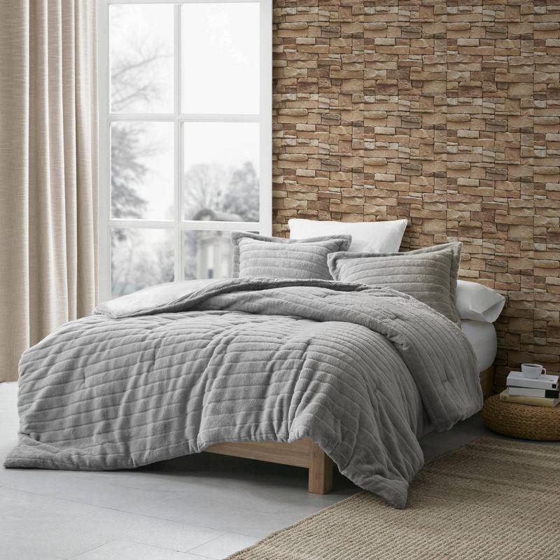 King Gray Faux Fur Down Alternative Comforter Set