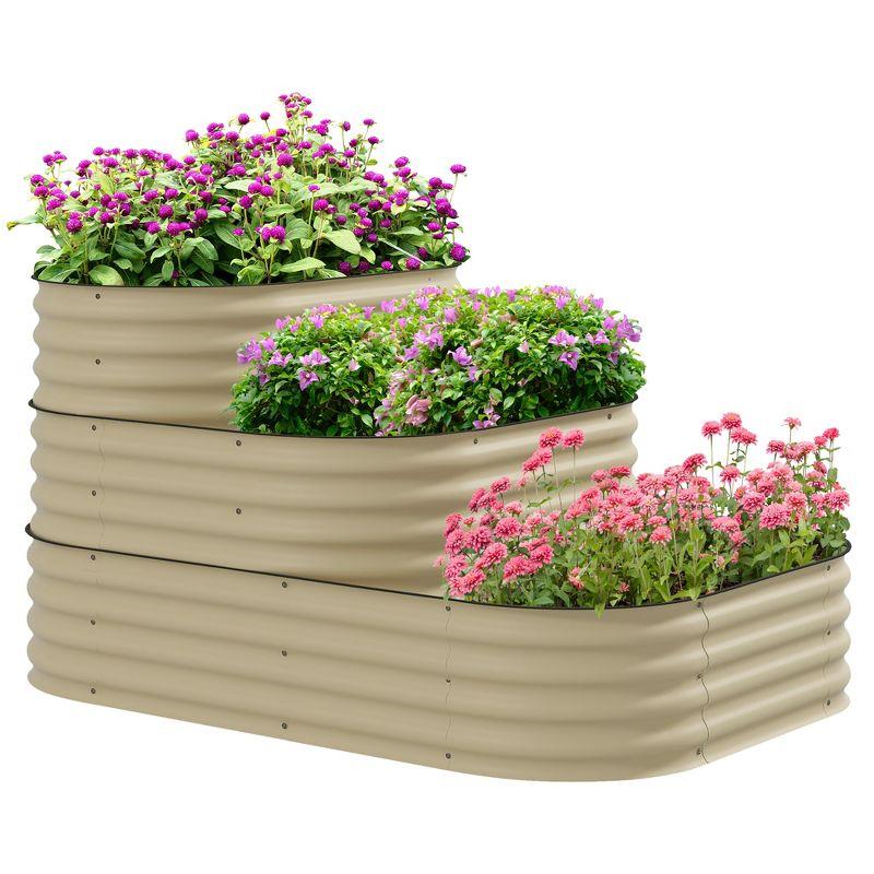 Cream White 62.25" 3-Tier Metal Raised Garden Bed Kit