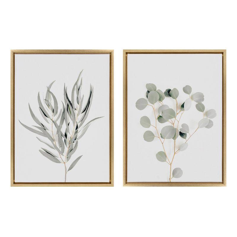 Set of 2 Neutral Botanical Framed Canvas Prints