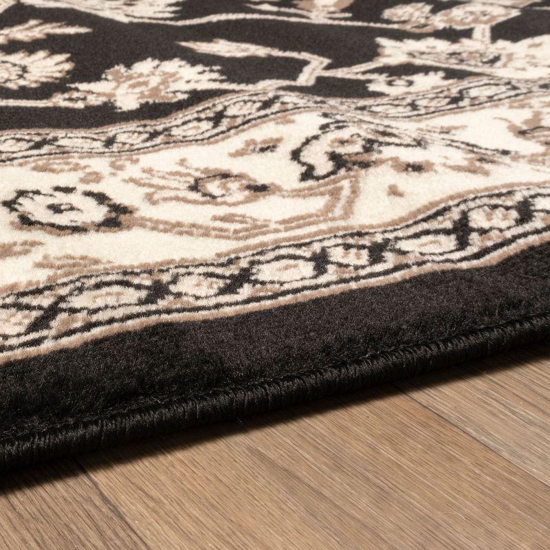 Traditional Floral Indoor Hallway Entryway Runner Rug, 8' x 10', Black - Blue Nile Mills