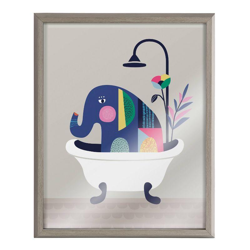 Mid Century Modern Elephant in Tub Framed Print