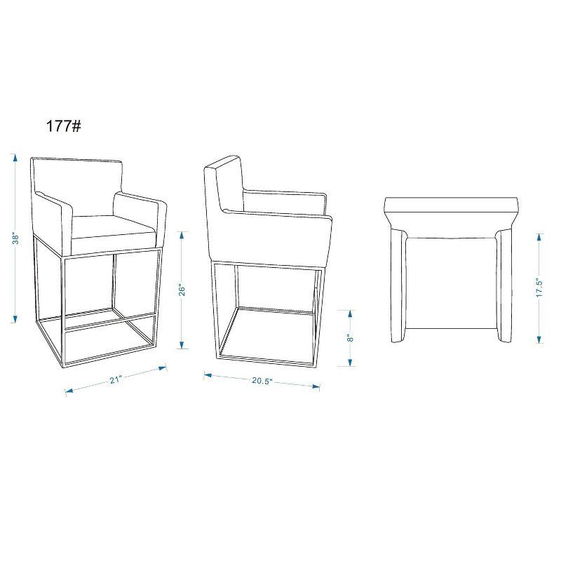Manhattan Comfort Ambassador Metal Counter Height Barstool Cream: Upholstered, No Assembly, Faux Leather