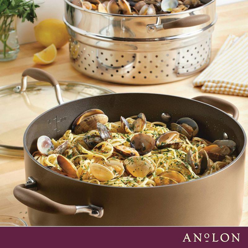 Anolon Anolon Advanced Home Hard Anodized Nonstick Wide Stockpot With Steamer Insert Set, 3-Piece,  8.5-Quart