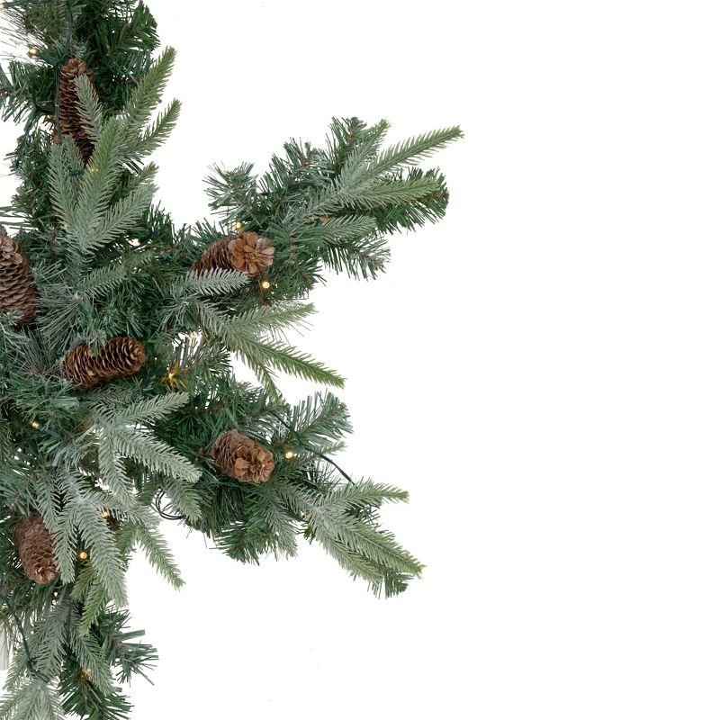 Northlight Seasonal 32" Pre-Lit Artificial Mixed Pine and Pine Cone Christmas Snowflake Wreath