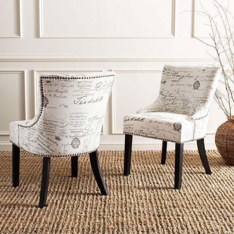 Lotus White and Gray Linen Upholstered Side Chair