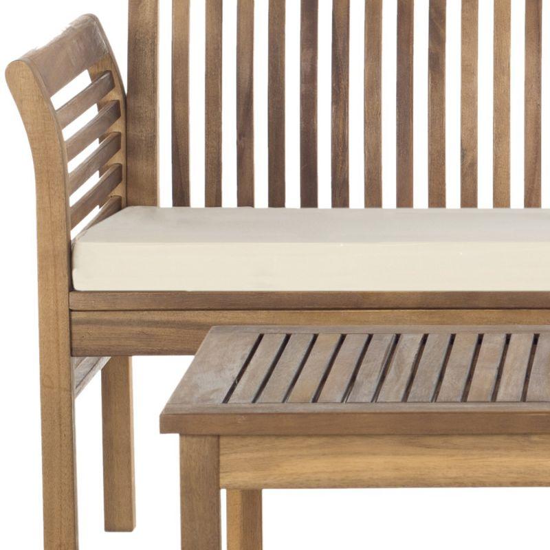 Transitional Acacia Wood 4-Person Outdoor Patio Set in Natural Beige