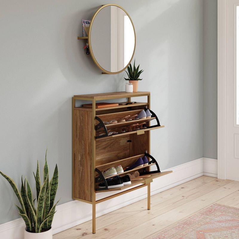 Sindoori Mango Wall-Mounted Shoe Cabinet with Mirror