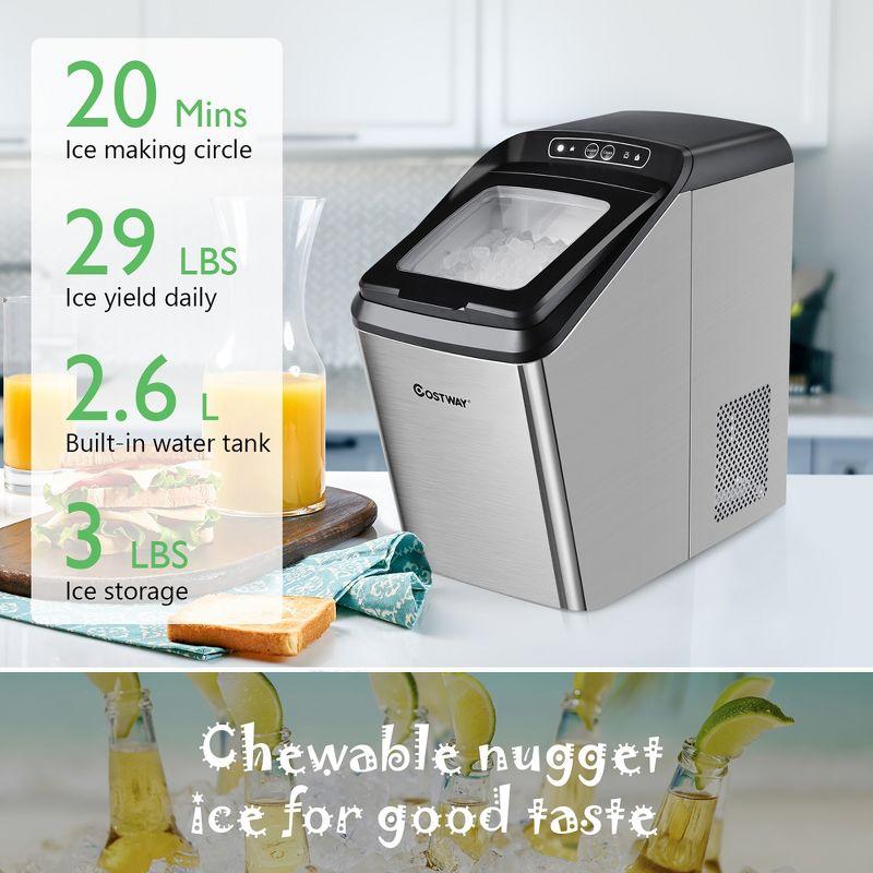 Nugget Ice Maker Machine Countertop Chewable Ice Maker 29lb/Day Self-Cleaning