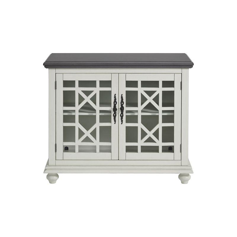Martin Svensson Home Elegant Small Spaces TV Stand White with Gray Top